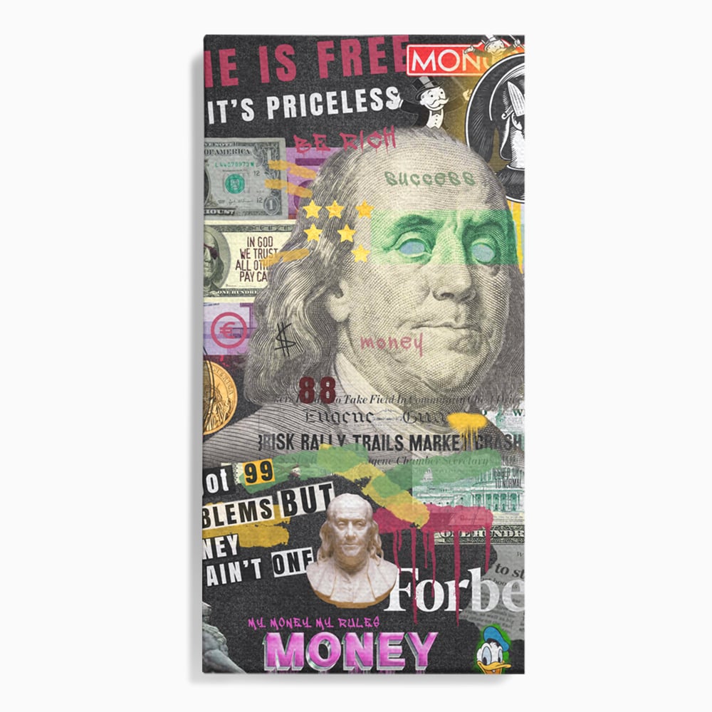 Tablou canvas cu tablou canvas cu portretul lui benjamin franklin, fara rama, pe sasiu de lemn